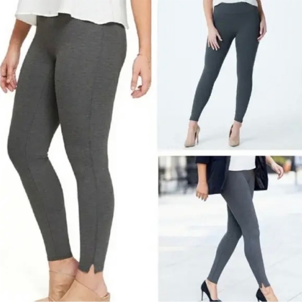 Spanx Ankle Length Ponte Split Hem Gray Leggings … - image 1